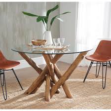 All our dining tables are available as sets with dining tables & chairs included in one whereas square glass dining tables and rectangular glass dining tables are great for larger spaces. Teak Root Drift Round Glass Dining Table Teak Root Furniture