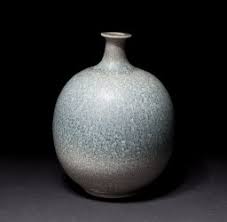 Vase A Col Oblong Bleu Gris Irise Bleu Gris Vase Gris