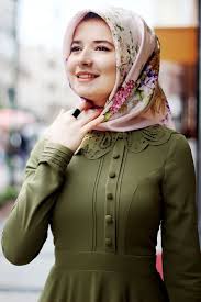 hilal bas haki yaka desenli tesettur elbise fashion hijab fashion muslim fashion outfits