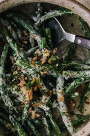 Garlicky Yogurt Green Beans With Walnuts Naturally Recipe Green Beans Lemon Green Beans Yogurt Sauce