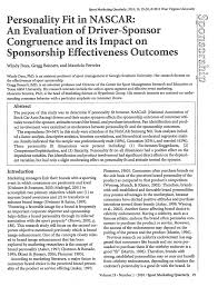 Seeking a return to motorsports' fast lane case 13 zappos: Pdf Personality Fit In Nascar An Evaluation Of Driver Sponsor Congruence And Its Impact On Sponsorship Effectiveness Outcomes