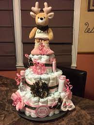 Camo And Pink Diaper Cake Camo Baby Shower Cakes Diaper Cakes Girl Pink Camo Baby Shower Ideas