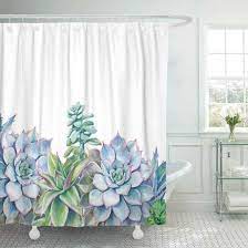 How To Refresh The Look Of Your Bathroom On A Budget With A Succulents Shower Curtain Fabric Shower Curtains Colorful Shower Curtain Floral Shower Curtains