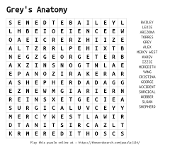 In the meantime, printing the puzzle generally looks the same as converting it to pdf and printing that, so if you don't need a downloaded version of the answer key it's simpler to just print it. Download Word Search On Grey S Anatomy