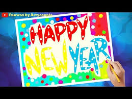 Happy New Year Drawing For Greeting Card Typography And Illustration Youtube Greeting Cards Greetings Drawings