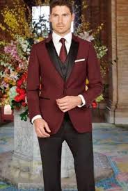Men S Peak Lapel Slim Fit Black And Burgundy Burgundy Tuxedo Groom And Groomsmen Suits Maroon Tuxedo