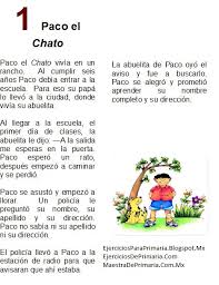 Respuestas de paco el chato : Ejercicio De Primaria Lectura Paco El Chato Paco El Chato Material Educativo Lectura Comprensiva