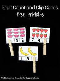 Free Printable Math Activity For Preschool And Kindergarten Fruit Count And Clip Cards Perfect For Practice W Math Activities Clip Cards Preschool Activities