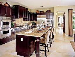 Dark Wood Kitchen With Light Tile Floor Dark Kitchen Cabinets Kitchen Design Contemporary Kitchen