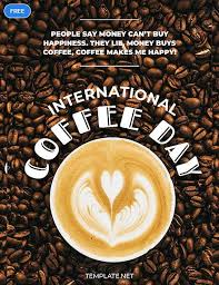 Free International Coffee Day Greeting Card Template Psd Greeting Card Template International Coffee Greetings
