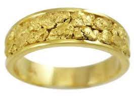 7 5mm Genuine Gold Nugget Ring Gold Nugget Ring Mens Gold Rings Titanium Rings