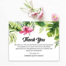 Personalized funeral thank you cards. Palm Leaves Funeral Thank You Cards With Your Personalized Message