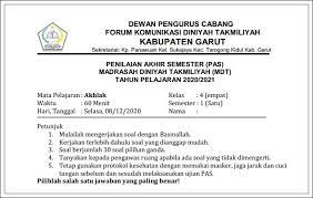 Latihan soal yang lalu soal uasukk ipa kelas 4 sd semester 2 tp. Soal Pas Madrasah Diniyah Takmiliyah Akhlak Kelas 1 6