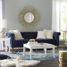 Willa Arlo Interiors Jaelyn Chesterfield Sofa Upholstery Navy Blue Blue Sofas Living Room Gold Living Room Blue And Gold Living Room