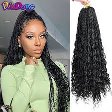 Also known as plaits, braid styles can be achieved with short and long hair, paired with a taper fade, undercut or shaved sides, and designed in different ways to create a unique cool look. Dindong Box Braids With Curly Hair Synthetic Crochet Braiding Hair Extension 18 Inch Messy Knotless Bohemian Goddess Box Braid B Aliexpress
