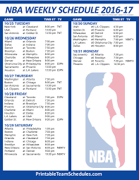 Nba Basketball Weekly Schedule 2016 2017 Print Here Http Printableteamschedules Com Nba Weeklyschedule Php Nba Schedule Basketball Schedule Nba