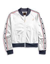 Women S Champion Life Track Jacket Crown C Logo White Imperial Indigo Red Spark Jackets Track Jackets Athletic Jacket