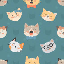 Seamless Hipster Cats Pattern Vector Cat Pattern Wallpaper Cat Background Cat Illustration