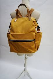 Canvas Yellow Mustard Diaper Backpack Handbag Canvas Etsy Bags Diaper Backpack Leather