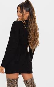 Amazing curves black woman that thick chocolate creamy melanin as it glistens right off of black women's skin. Black Soft Touch Belted Knitted Jumper Dress Prettylittlething