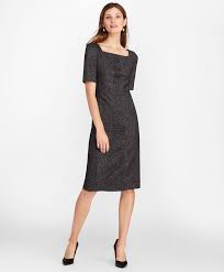The Brooks Brothers Women S Collection By Creative Director Zac Posensophisticated Herringbone Jacquard And A Sheath Dresses Work Fashion Forward Dress Fashion