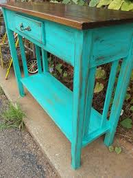 Teal Accent Table With Dark Stained Top Teal Accent Table Accent Table Entryway Tables