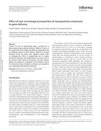 Here's the list of the lawyer: Pdf Effect Of Size On Biological Properties Of Nanoparticles Employed In Gene Delivery