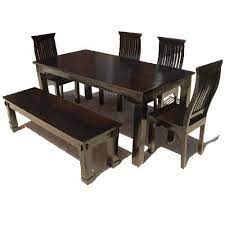 6 person table and chair set. Mediterranean Modern Ebony 6 Person Dining Set With Bench