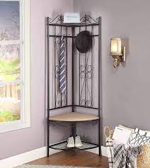 This piece of furniture is made using reclaimed timber. Black Metal Corner Hall Tree Hall Tree Corner Hall Tree Scroll Design