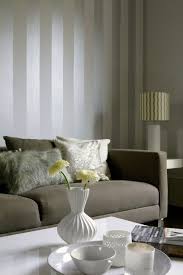 A Wide Stripe Albany Wallpaper Design In Two Neutral Colours Shown Here In Met Gold Wallpaper Bedroom Striped Wallpaper Living Room Grey Wallpaper Dining Room
