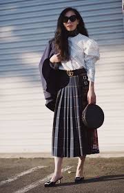 Clothes asian cute music fashion kpop girls women fashion red skirts pop fashion besties. Checked Skirt Round Bag Navy Blazer Hallie Daily
