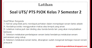 Soal Uts Pts Pjok Kelas 7 Semester 2 Revisi 2019 2020 Update Data Pendidikan Update