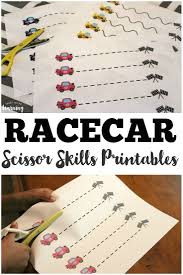 These Free Racecar Scissor Skills Printables Are A Fun Way For Littl Preschool Scissors Activities Transportation Preschool Transportation Preschool Activities