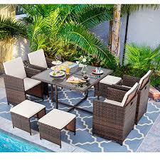 ← previous post modern dining room sets furniture. Crownland 5 Pieces Patio Round Dining Table Set All Weather Brown Wicker Patio Dining Set Includes