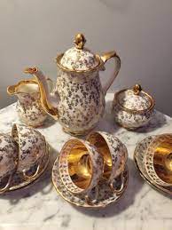 Stunning Gold Chintz Dresdner Demitasse Tea Set 15 Pc Made In Bavaria Germany Ebay Tea Pots Vintage Tea Cups Vintage Antique Tea
