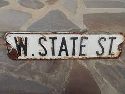 Vintage Street Sign Metal W State St 1950s Price Includes Us Etsy Street Signs Vintage Metal