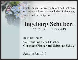 Traueranzeigen von Ingeborg Schubert