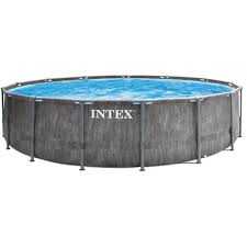 Bevor sie gartenpool intex für den garten kaufen, wollen wir darauf hinweisen, dass es von vorteil ist, wenn sie sich zuvor etwas schlau machen und hier einige vorschläge. Intex 26742gn Prism Greywood Frame Pool 457x122cm Rund Gartenpool Swimming Pool Filterpumpe Grau Hellopool