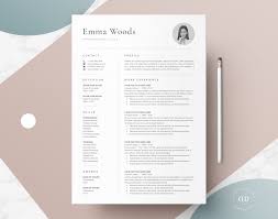 One Page Resume Template With Photo For Word Pages Cover Etsy One Page Resume Template Resume Template Resume Template Word