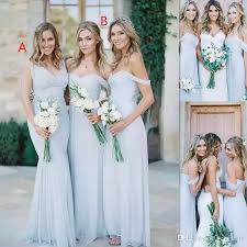 Beach Bridesmaid Dresses 2017 Ice Blue Chiffon Ruched Off The Should Pale Blue Bridesmaid Dresses Off Shoulder Bridesmaid Dress Mermaid Long Bridesmaid Dresses