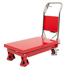 Tables élévatrices robuste et pratique équipées de roues pneumatiques, spécifiquement adapté pour les utilisations sur les terrains irréguliers. Table Elevatrice Manuelle Manutention Stockage Et Equipement Cenpac