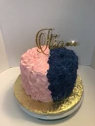 Gender Reveal Rosette Cake Navy Pink Baby Reveal Cakes Gender Reveal Themes Gender Reveal Party Theme