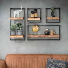 Wandregal Delft Schwarz Braun Stahl In 2020 Wandregal Holz Wandregal Wohnzimmer Dekorative Wandregale