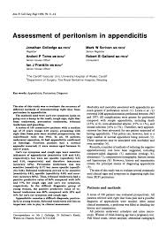 Appendicitis tests help diagnose appendicitis, an inflammation of the appendix. Pdf Assessment Of Peritonism In Appendicitis