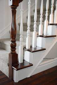 How To Stain An Oak Banister Stair Railing Makeover Banister Remodel Diy Stairs