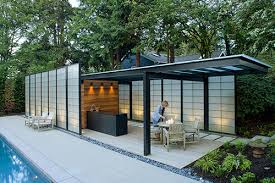Modern furniture is a key element to any backyard retreat. Modern Translucent Pool House Design Digsdigs