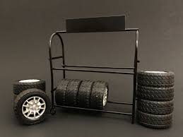 Metal Tire Rack W Rims And Tires For 1 24 Scale Models 77530 Tire Rack Scale Models Rims And Tires