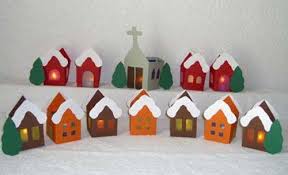 Teelichter Weihnachtsdorf Teelichthalter Basteln Basteln Weihnachten Selbstgemachter Weihnachtsschmuck