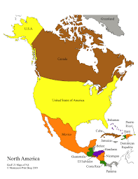 Bananas, coffee, and cacao are the chief crops of central america, and gold and silver are mined there. North America Maps Masters North America Map America Map North America