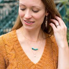 Turquoise Layer Necklace, Turquoise Necklace, Gold Layer Necklace, Turquoise Bar Necklace, Pearl Necklace, 14K Gold Filled Chain, Satellite